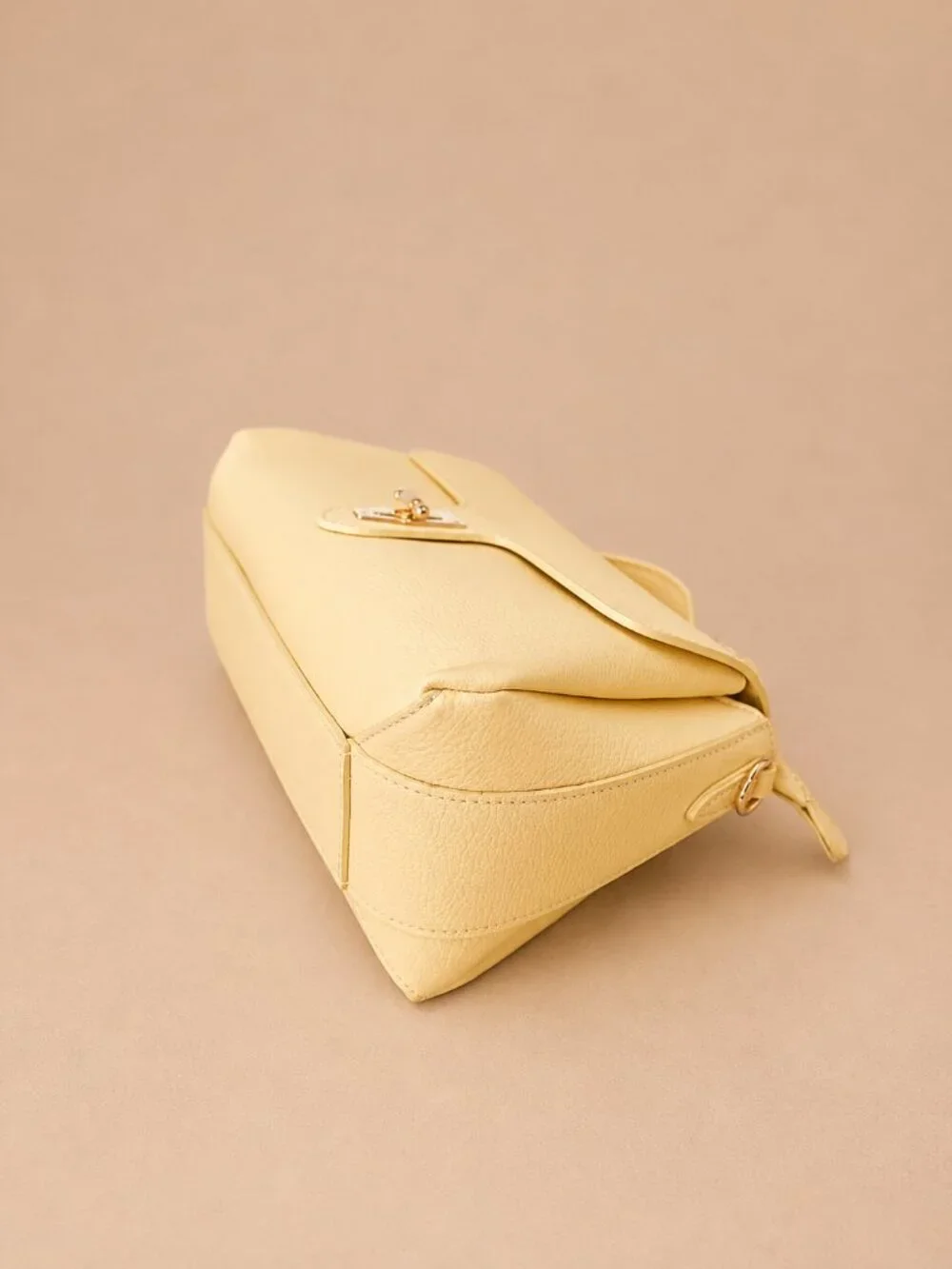 Italian Leather Structured Top Handle Satchel, Butter Yellow Crossbody Bag
